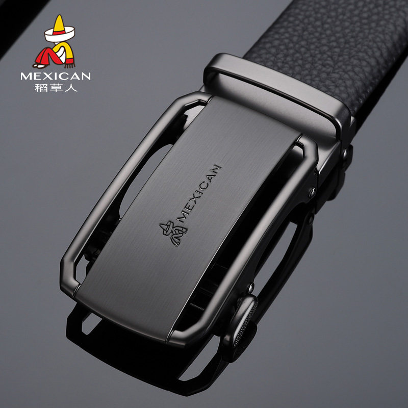 稻草人新款男士皮带头层牛皮青年休闲自动扣腰带男真皮商务裤带男