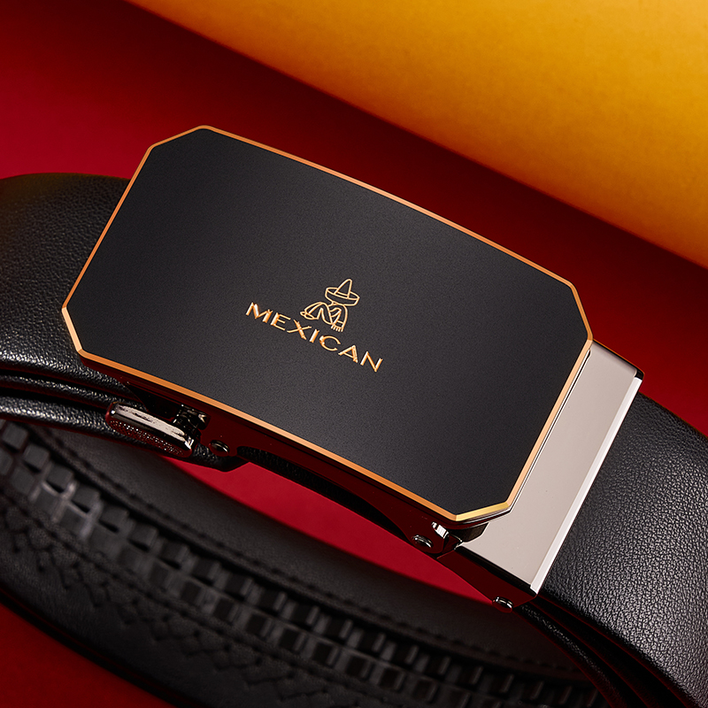 稻草人皮带男真皮2023新款潮流年轻人时尚休闲自动扣腰带裤带礼盒