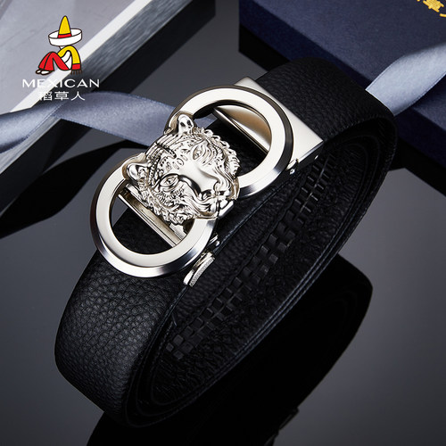 稻草人皮带男真皮时尚休闲腰带