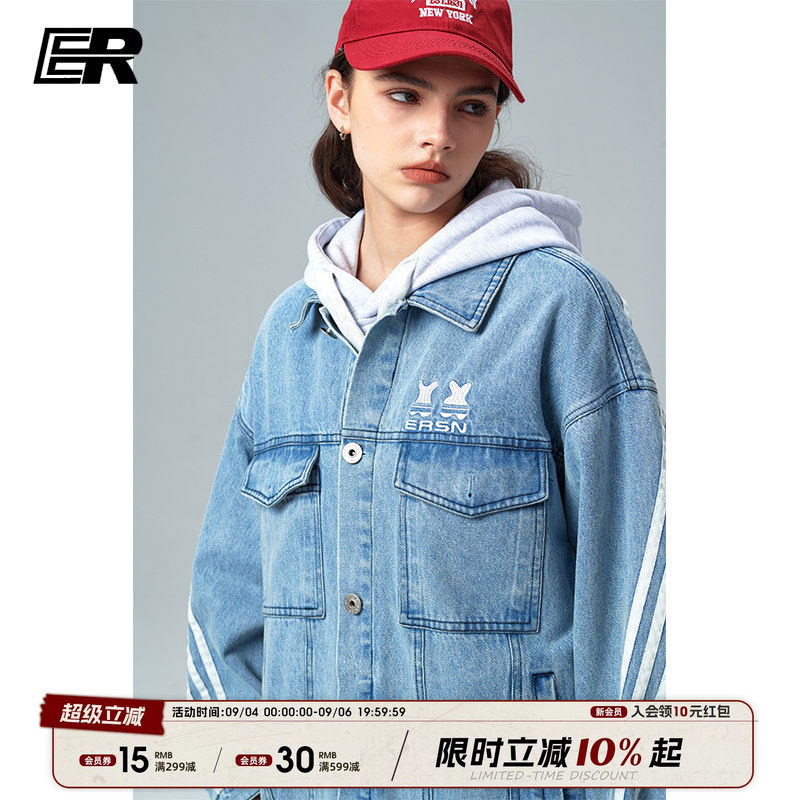 ER翻领春季宽松牛仔夹克图片