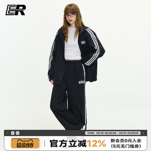 ER运动风三条杠防晒裤子男2026春夏潮牌美式户外登山防晒服套装