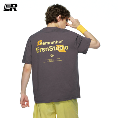ER运动风宽松字母短袖T恤男