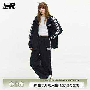 ER运动风三条杠防晒裤子男2026春夏潮牌美式户外登山防晒服套装