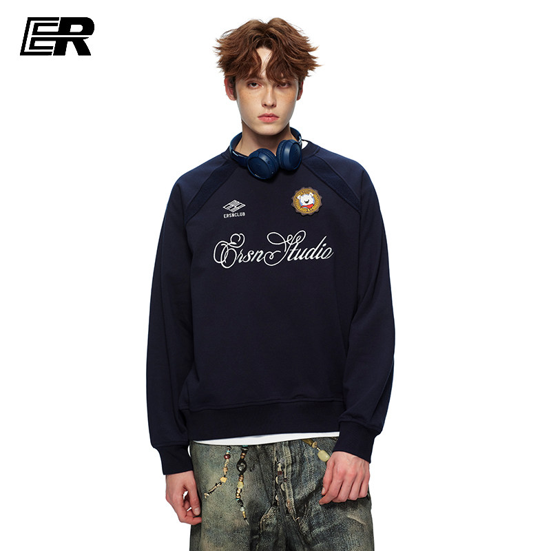 ER国潮复古无帽圆领卫衣女春季潮流舒适抗菌宽松运动休闲套头上衣,男装,卫衣,淘宝优惠券,粉丝福利购,淘宝优惠卷