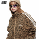 ER撞色条纹豹纹立领夹克男女春秋美式 复古潮牌宽松休闲运动外套