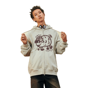 【陈浚铭同款】ER奔跑小羊开衫卫衣连帽外套情侣款2026秋美式复古