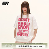 圆领T恤2026夏潮牌美式 ER斑驳字母短袖 高街宽松 陈奕恒同款