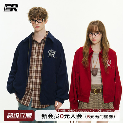 ER灯芯绒钉珠logo翻领夹克外套
