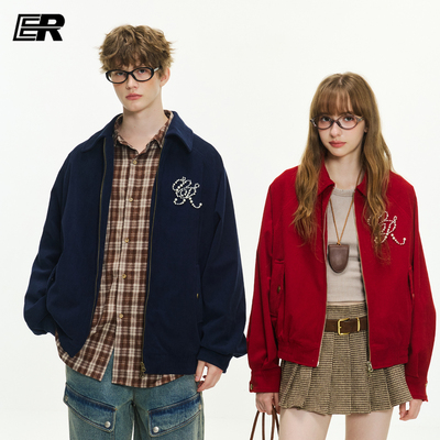 ER灯芯绒钉珠翻领外套2026春新款美拉德潮牌复古独特别致好看夹克