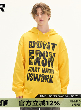 【苏新皓同款】ER斑驳标语字母印花卫衣2026春潮牌美式连帽情侣装