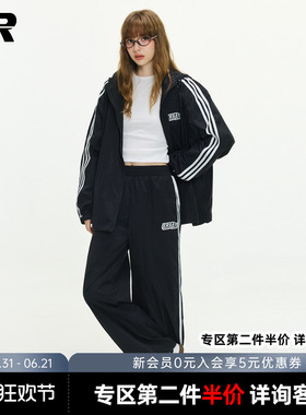 ER运动风三条杠防晒裤子男2026春夏潮牌美式户外登山防晒服套装