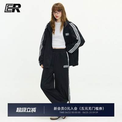 ER运动风三条杠防晒裤子男2026春夏潮牌美式户外登山防晒服套装