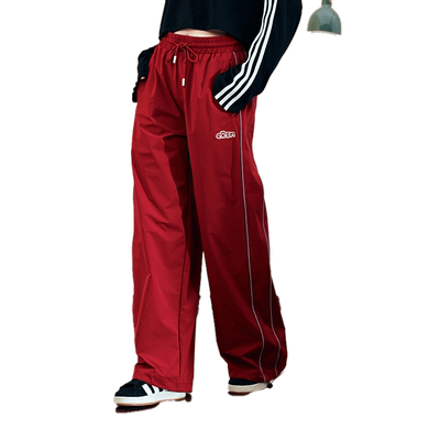 ER反光条梭织裤子男女秋季潮牌直筒宽松休闲裤户外学生情侣运动裤