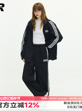 ER运动风三条杠防晒裤子男2026春夏潮牌美式户外登山防晒服套装
