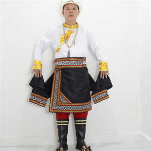 藏族服饰男半裙2022年冬新款 黑红色半身裙 锅庄舞蹈演出服镶边藏装