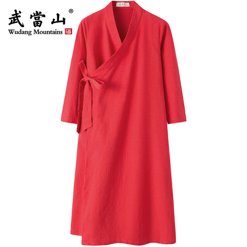 武当山汉服女复古中国风休闲棉麻布衣太极服女裙道袍女式长袍上衣 - 封面
