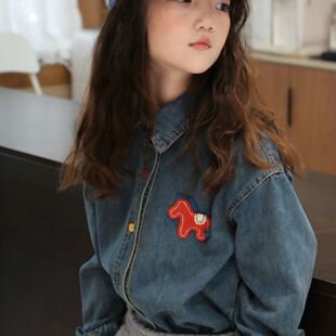 童装男女童牛仔衬衫2026新款洋气儿童春装韩系上衣外套中大童衬衣