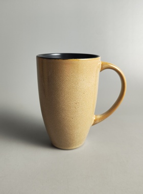 外贸出口简约复古陶瓷马克杯黄色大容量牛奶咖啡杯家用喝水杯微瑕