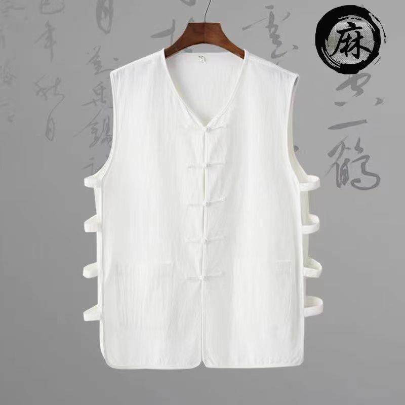 夏季棉麻中国风唐装马甲式