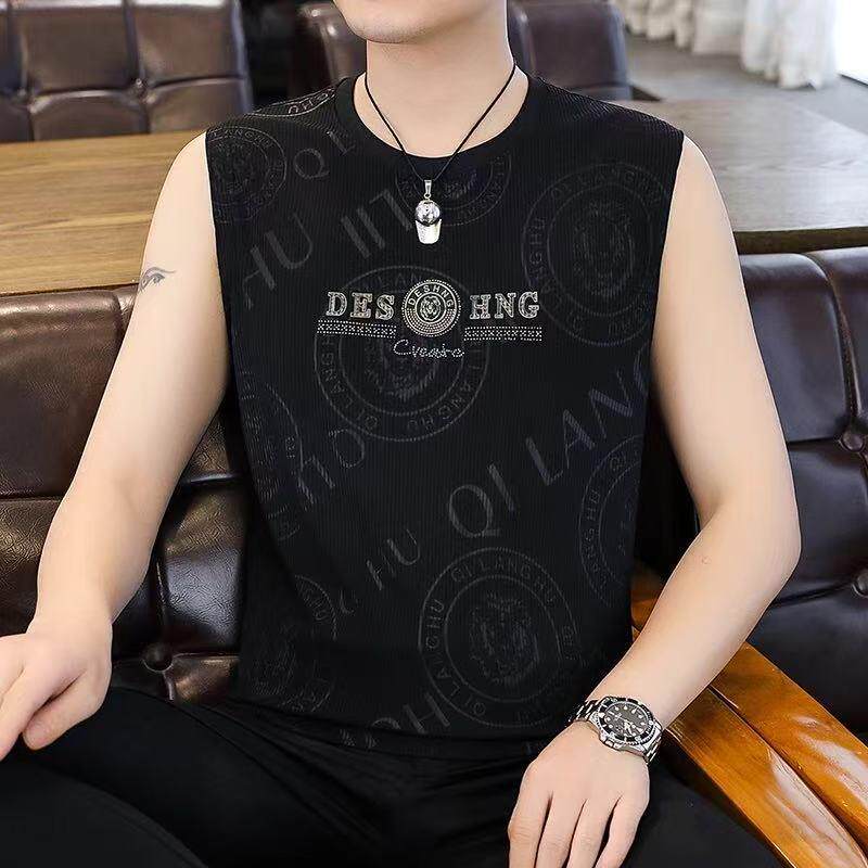 夏天背心无袖冰丝T恤男士