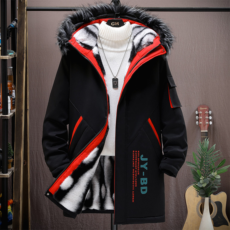羽绒服男中长款冬季2023年新款青年潮流派克棉服男装加绒加厚外套