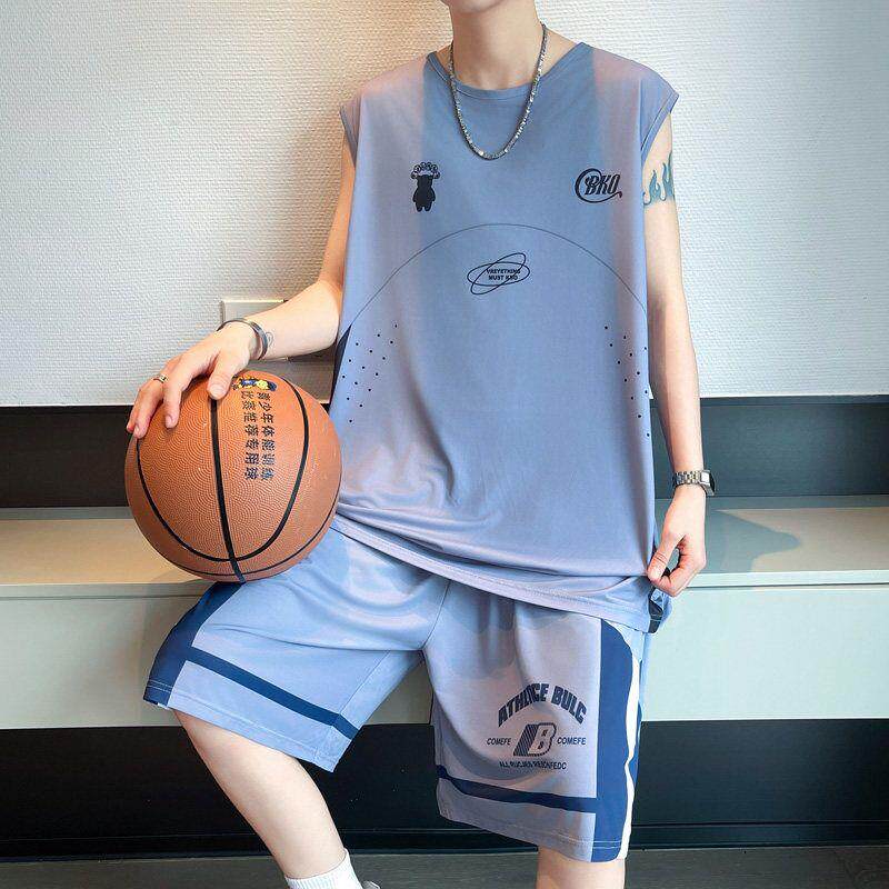 无袖篮球服套装男夏季背心