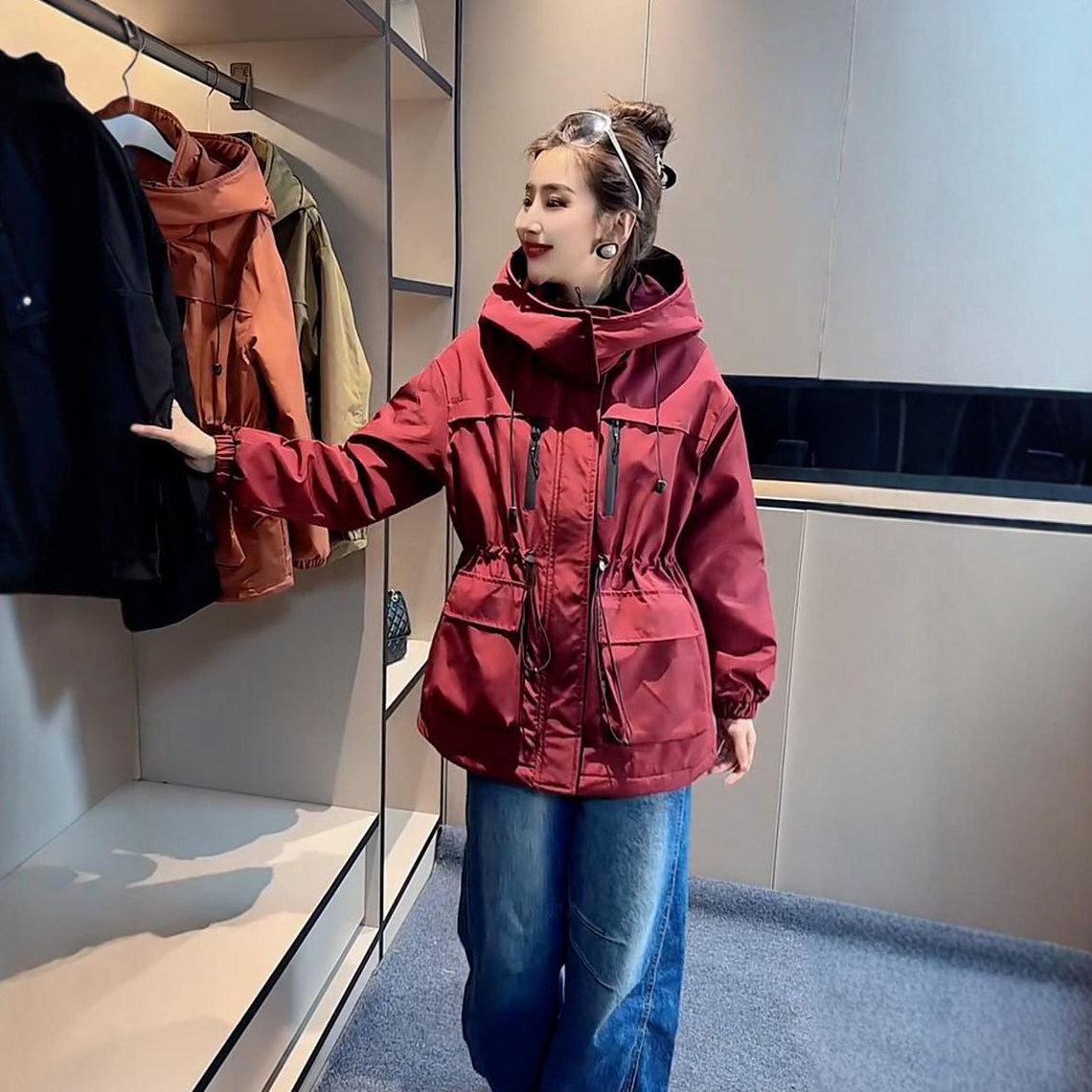 高级感中长款冲锋衣2026新款春秋季女装风衣加棉加厚夹棉外套时尚,女装/女士精品,短外套,淘宝优惠券,粉丝福利购,淘宝优惠卷