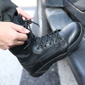 战术博士超轻作战靴透气真皮男士 正品 君洛克黑色夏季 女战术靴