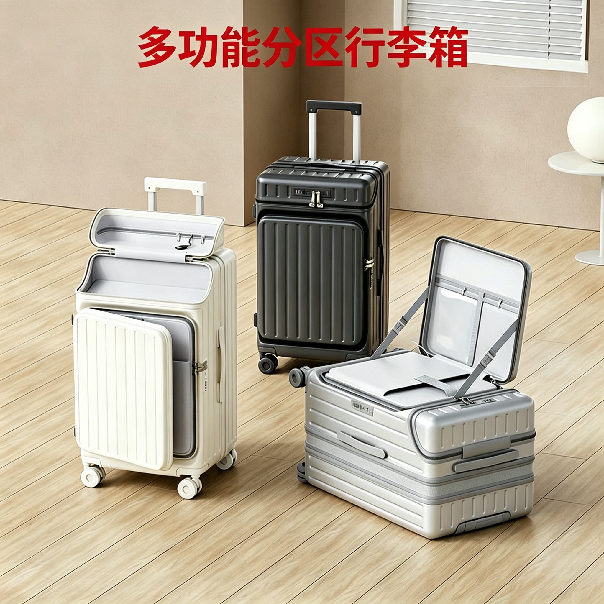 上开盖行李箱侧开口大容量图片