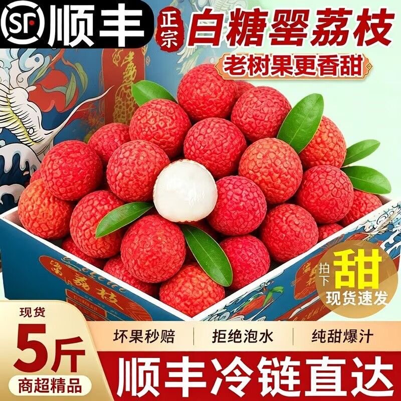 顺丰发正宗广东茂名白糖罂荔枝广东新鲜水果5斤味桂妃笑子大果王