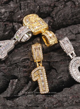 新款简约满钻幸运数字吊坠项链