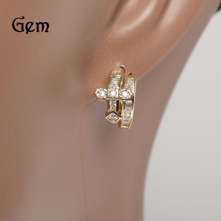 跨境欧美时尚配饰正义之剑耳扣铜镶锆石嘻哈耳钉街头个性时尚耳环