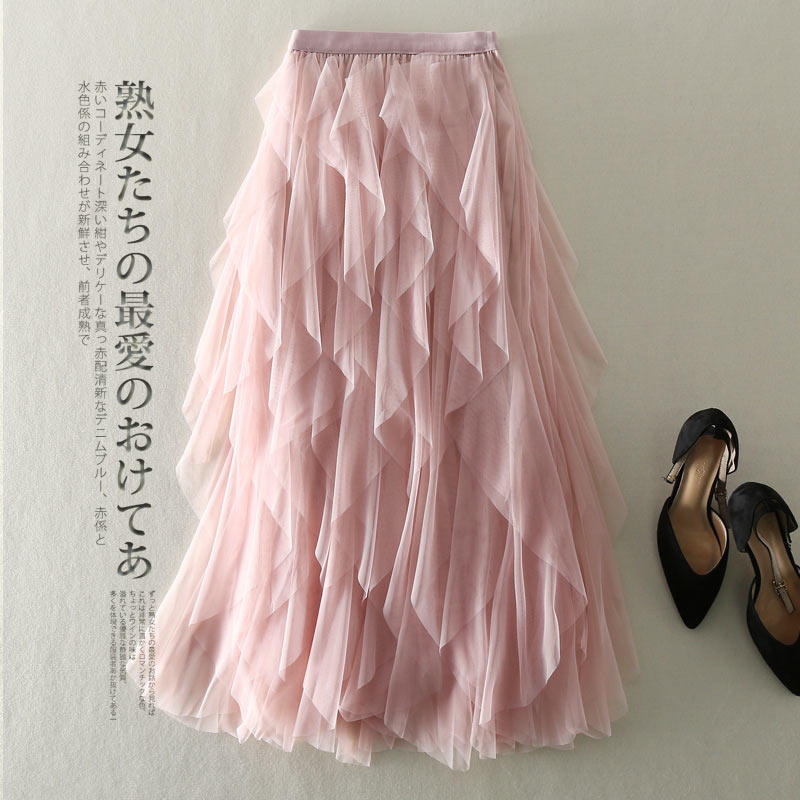 蓬蓬裙松紧腰半身裙女2020新款ins潮流网纱裙小个子宽松显瘦裙子