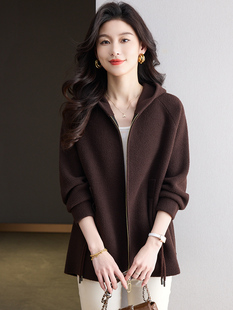 早秋外套女春秋女士中长款洋气减龄连帽卫衣2025秋季新款初秋爆款