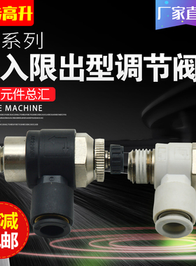 AS限出限入气动调速节流阀SL微型调节阀SL4/6/8-M3/M5/01/02/03