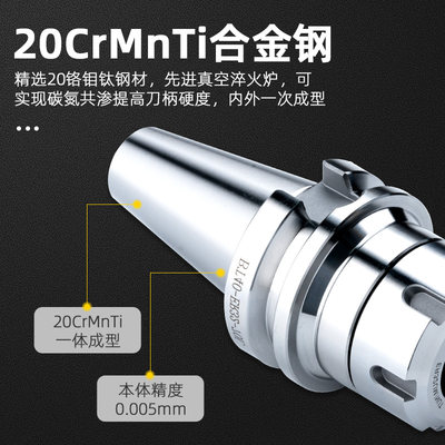 新品BT40数控刀柄BT30高精度ER32 25夹头CNC加工中心BT50动平衡er