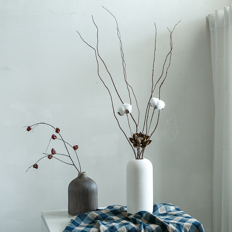 棉花龙柳干花花束莲蓬装饰摆件