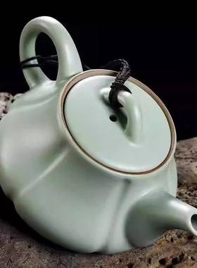 汝窑开片冰裂釉对嘴喝可养泡茶壶陶瓷水壶手拿功夫茶具家用办公壶