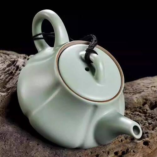 汝窑开片冰裂釉对嘴喝可养泡茶壶陶瓷水壶手拿功夫茶具家用办公壶