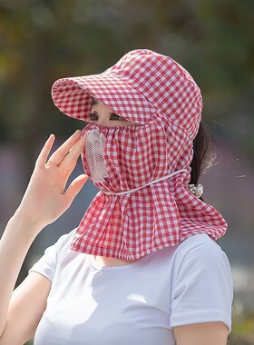 夏季女透气防晒帽子采茶插秧遮阳帽遮脸护颈防紫外线骑车干活帽子