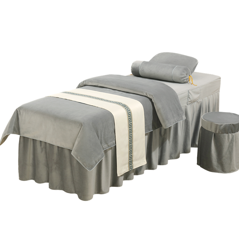 美容床罩四件套美容院专用欧式按摩床罩套金丝绒纯色美容床四件套