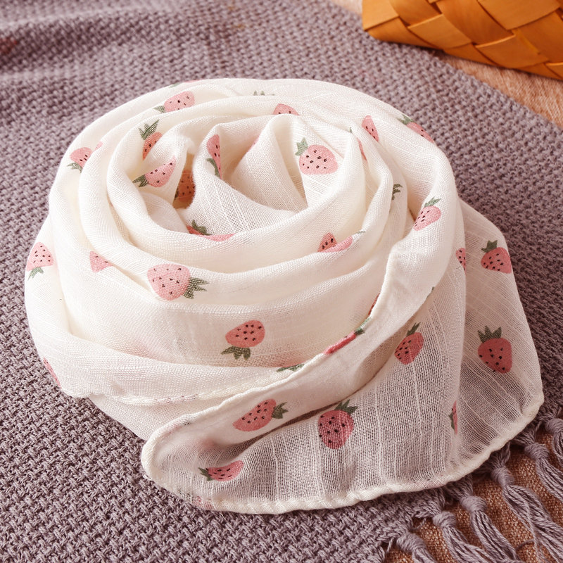 韩版新款可爱软妹风百搭透气棉麻水果薄围巾保暖草莓学生亲子围脖,服饰配件/皮带/帽子/围巾,围巾/丝巾/披肩,淘宝优惠券,粉丝福利购,淘宝优惠卷