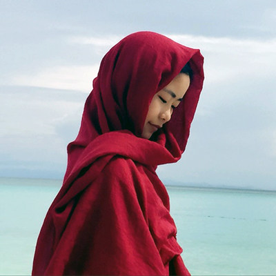 敦煌沙漠披肩女青海茶卡盐湖长款民族风纱巾超大西北棉麻丝巾围巾 - 封面