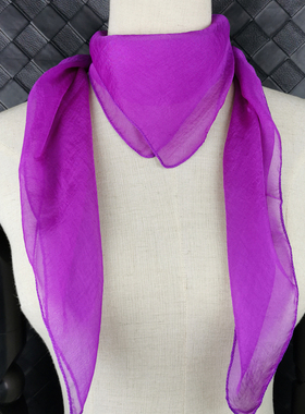 夏季紫色丝巾女春秋小方巾70x70纯色时尚洋气百搭正方形装饰围巾