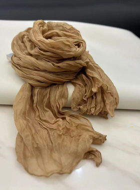 2025新款棉麻围巾女复古纯色长披肩文艺褶皱薄春秋季保暖护颈围脖