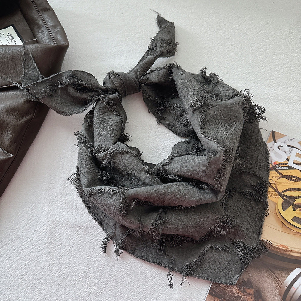 原创废土风文艺森系薄款小围巾丝巾防风护颈保暖三角巾头巾装饰