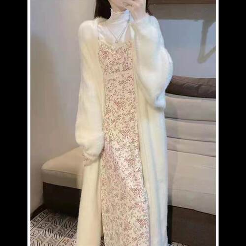 衣仿绒冬毛外套PXP开衫女秋新款长款宽松大码胖MM复貂古慵懒风针