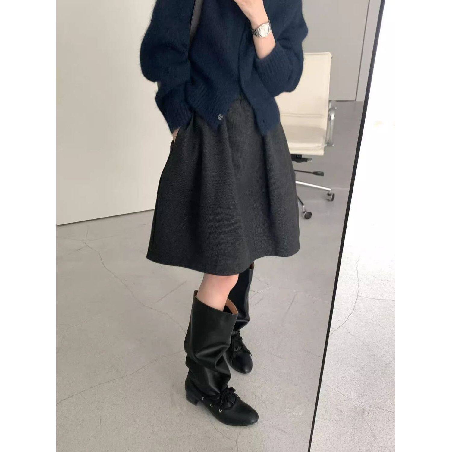 韩版毛呢蓬蓬半身裙秋冬季新款