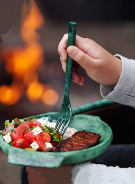 芬兰Kupilka户外休闲K44大餐盘+叉勺野餐露营环保餐具套装北欧风