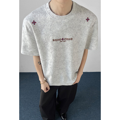 美式潮牌扎染刺绣情侣短袖T恤